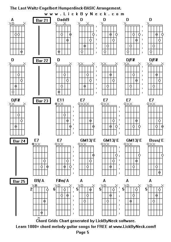 Chord Grids Chart of chord melody fingerstyle guitar song-The Last Waltz-Engelbert Humperdinck-BASIC Arrangement,generated by LickByNeck software.